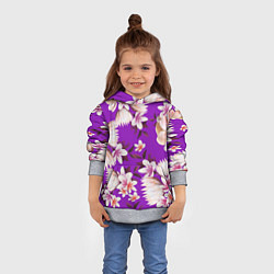 Толстовка-худи детская Цветы Фиолетовый Цветок, цвет: 3D-меланж — фото 2