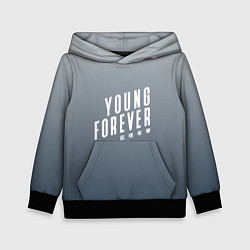Толстовка-худи детская Навечно молодой Young forever, цвет: 3D-черный