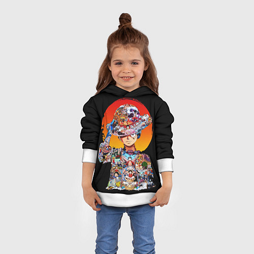 Детская толстовка ВАН ПИС АРКИ В ЛУФФИ ONE PIECE / 3D-Белый – фото 4