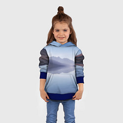Толстовка-худи детская Горы Озеро Туман, цвет: 3D-синий — фото 2