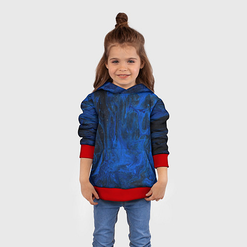 Детская толстовка Синий абстрактный дым / 3D-Красный – фото 4