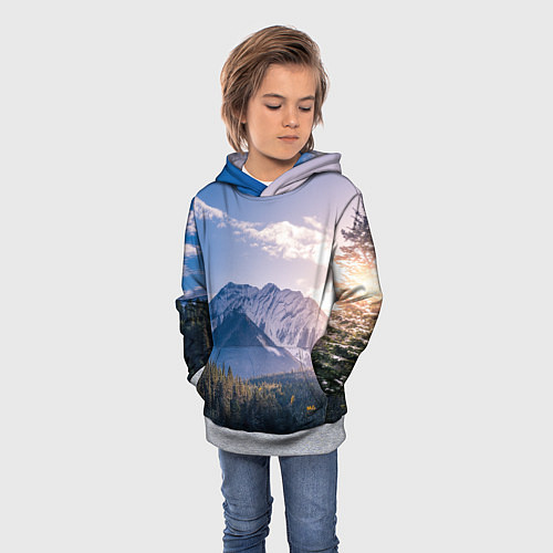 Детская толстовка Горы Лес Солнце / 3D-Меланж – фото 3
