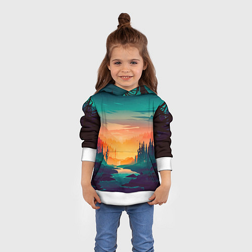 Детская толстовка Лес на закате природа / 3D-Белый – фото 4