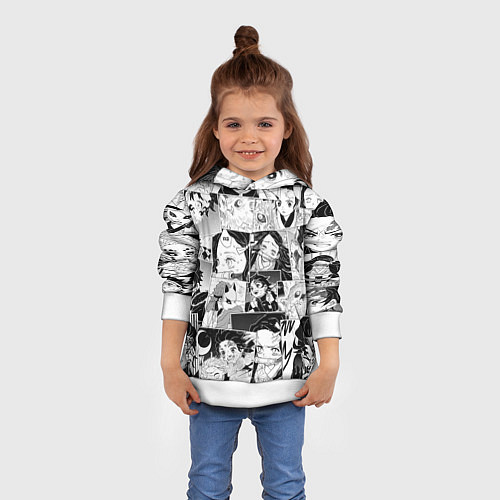Детская толстовка Клинок рассекающий демонов паттерн / 3D-Белый – фото 4