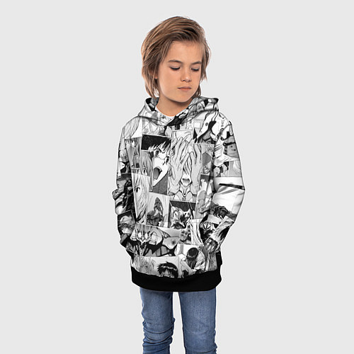 Детская толстовка Евангелион паттерн / 3D-Черный – фото 3
