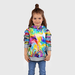 Толстовка-худи детская Неоновые всплески красок Лето Neon splashes of col, цвет: 3D-меланж — фото 2