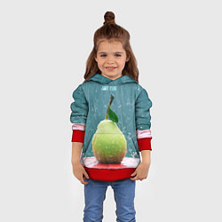 Толстовка-худи детская Груша - juicy pear, цвет: 3D-красный — фото 2