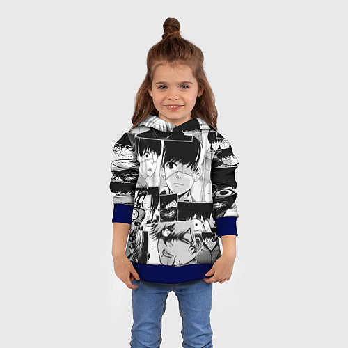 Детская толстовка Токийский гуль паттерн / 3D-Синий – фото 4