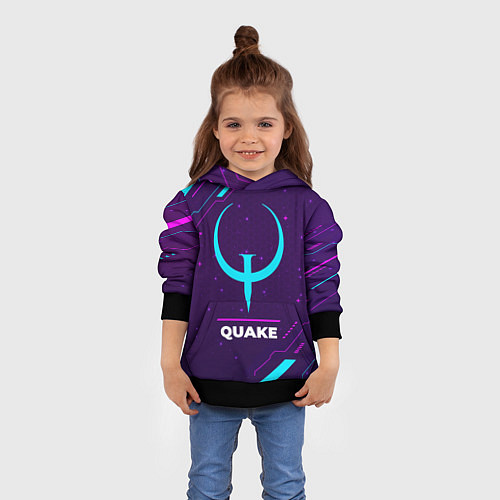 Детская толстовка Символ Quake в неоновых цветах на темном фоне / 3D-Черный – фото 4