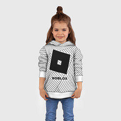 Толстовка-худи детская Символ Roblox на светлом фоне с полосами, цвет: 3D-белый — фото 2