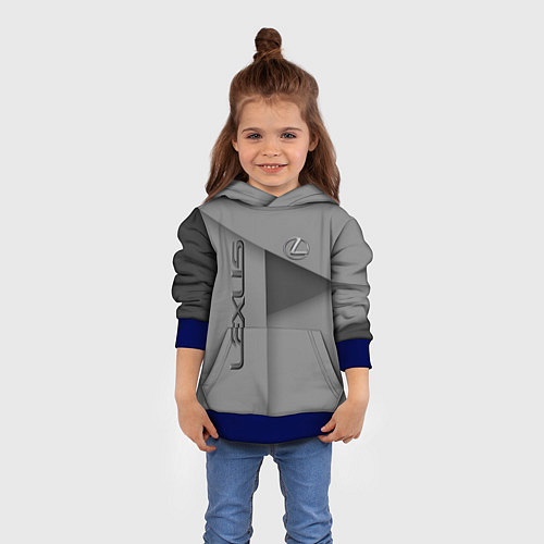 Детская толстовка Lexus - серая абстракция / 3D-Синий – фото 4