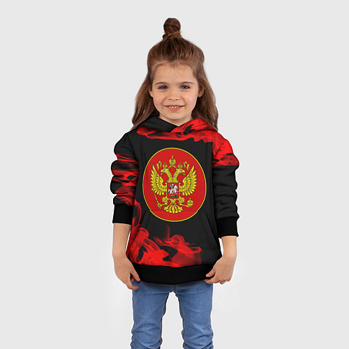 Детская толстовка RUSSIA - ГЕРБ - Пламя / 3D-Черный – фото 4