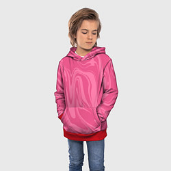 Толстовка-худи детская РОЗОВЫЕ РАЗВОДЫ КРАСКИ МРАМОРНЫЙ, цвет: 3D-красный — фото 2