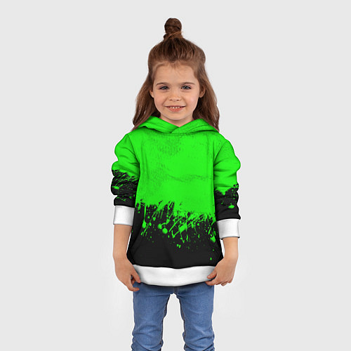 Детская толстовка САЛАТОВЫЕ НЕОНОВЫЕ БРЫЗГИ КРАСКИ / 3D-Белый – фото 4