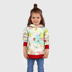 Толстовка-худи детская Красочные животные, цвет: 3D-красный — фото 2