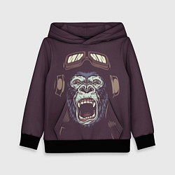 Толстовка-худи детская Орущая горилла, цвет: 3D-черный