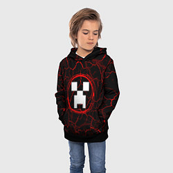 Толстовка-худи детская Символ Minecraft и краска вокруг на темном фоне, цвет: 3D-черный — фото 2