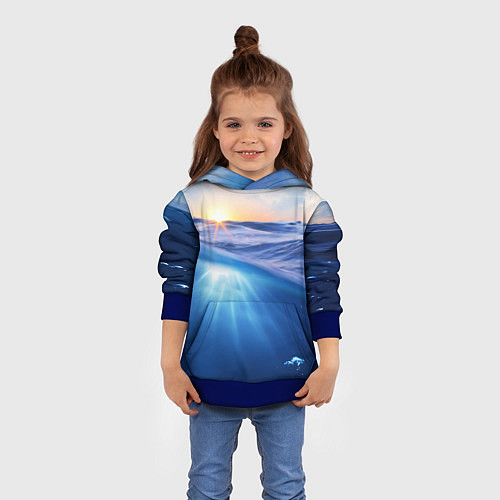 Детская толстовка Грань между небом и водой / 3D-Синий – фото 4