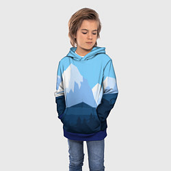 Толстовка-худи детская Горы, лес, канатная дорога, цвет: 3D-синий — фото 2