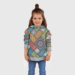 Толстовка-худи детская Мандала орнамент, цвет: 3D-меланж — фото 2