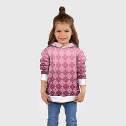 Толстовка-худи детская Розовый геометрический градиентный узор, цвет: 3D-белый — фото 2