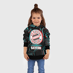 Толстовка-худи детская Bayern FC в стиле Glitch на темном фоне, цвет: 3D-черный — фото 2