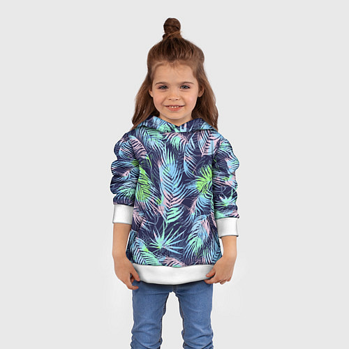 Детская толстовка Разноцветные Листья Пальм / 3D-Белый – фото 4