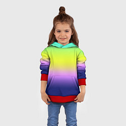 Толстовка-худи детская Разноцветный размытый фон градиент, цвет: 3D-красный — фото 2