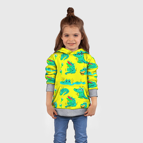 Детская толстовка GREEN CROCODILES / 3D-Меланж – фото 4
