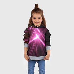 Толстовка-худи детская Неоновые лазеры во тьме - Розовый, цвет: 3D-меланж — фото 2