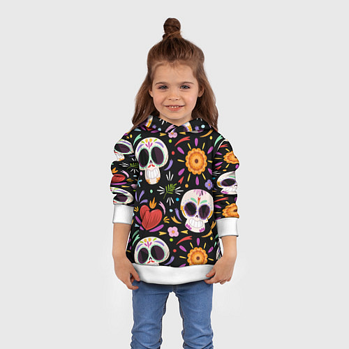 Детская толстовка Веселые черепа в цветах / 3D-Белый – фото 4