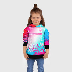 Толстовка-худи детская Leicester City Neon Gradient, цвет: 3D-черный — фото 2