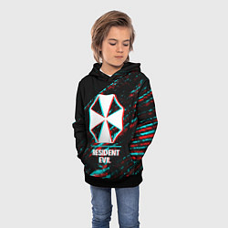 Толстовка-худи детская Resident Evil в стиле Glitch Баги Графики на темно, цвет: 3D-черный — фото 2