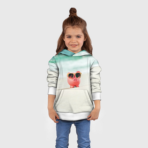 Детская толстовка Свинка на отдыхе / 3D-Белый – фото 4
