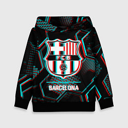 Детская толстовка Barcelona FC в стиле Glitch на темном фоне