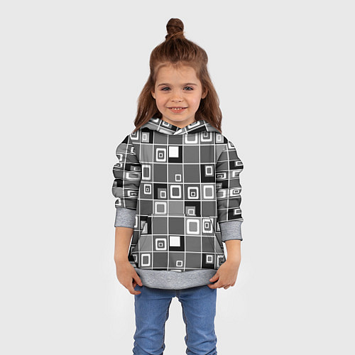 Детская толстовка Geometric shapes черно-белый / 3D-Меланж – фото 4