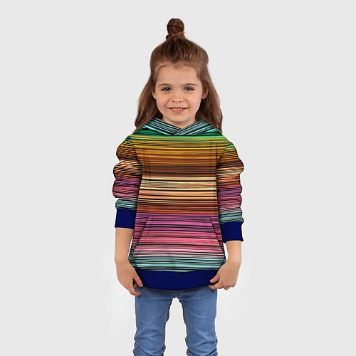 Детская толстовка Multicolored thin stripes Разноцветные полосы / 3D-Синий – фото 4