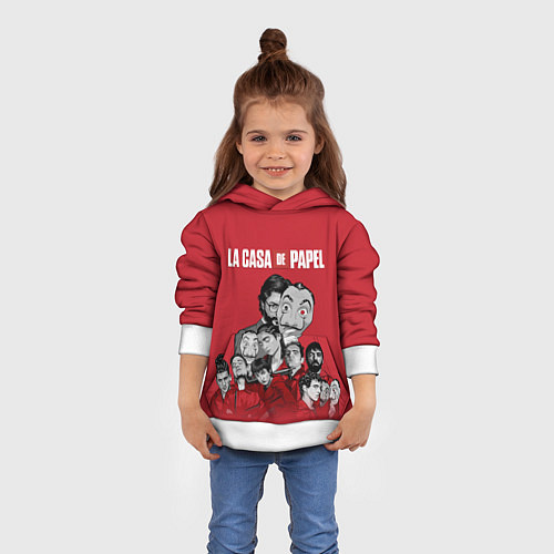 Детская толстовка Бумажный дом персонажи / 3D-Белый – фото 4