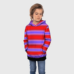 Толстовка-худи детская Striped pattern мягкие размытые полосы красные фио, цвет: 3D-черный — фото 2