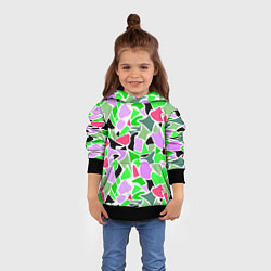 Толстовка-худи детская Abstract pattern green pink spots, цвет: 3D-черный — фото 2