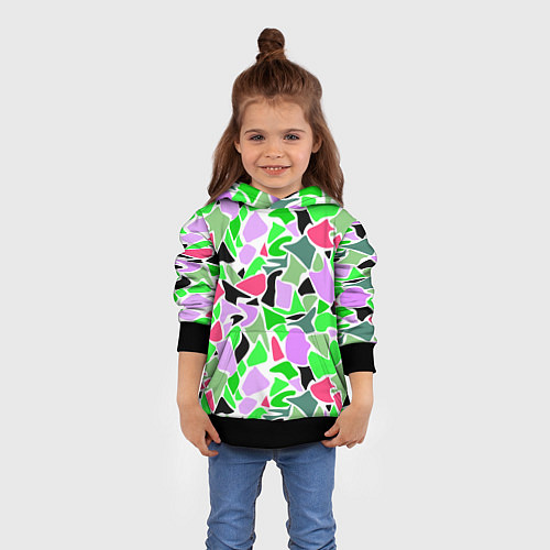 Детская толстовка Abstract pattern green pink spots / 3D-Черный – фото 4