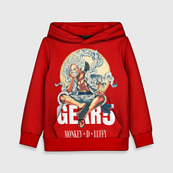Толстовка-худи детская ЛУФФИ 5 ГИР ONE PIECE На луне, цвет: 3D-красный
