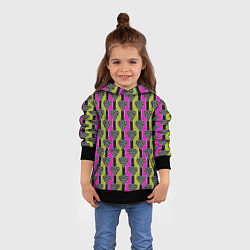 Толстовка-худи детская Striped multicolored pattern Сердце, цвет: 3D-черный — фото 2