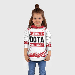 Толстовка-худи детская Dota: красные таблички Best Player и Ultimate, цвет: 3D-белый — фото 2