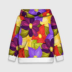 Толстовка-худи детская MULTICOLORED PANSIES, цвет: 3D-белый