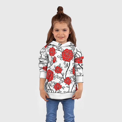 Детская толстовка BEAUTIFUL RED ROSES / 3D-Белый – фото 4