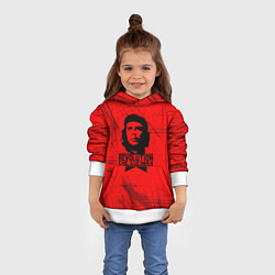 Толстовка-худи детская Че Гевара - на красном фоне, цвет: 3D-белый — фото 2