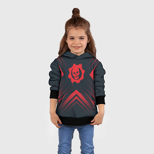 Детская толстовка Красный Символ Gears of War на темном фоне со стре / 3D-Черный – фото 4