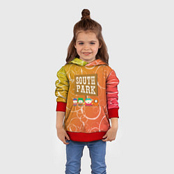 Толстовка-худи детская Южный Парк - на фоне кружков, цвет: 3D-красный — фото 2