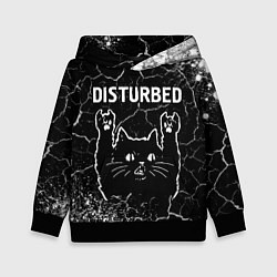 Толстовка-худи детская Группа Disturbed и Рок Кот, цвет: 3D-черный
